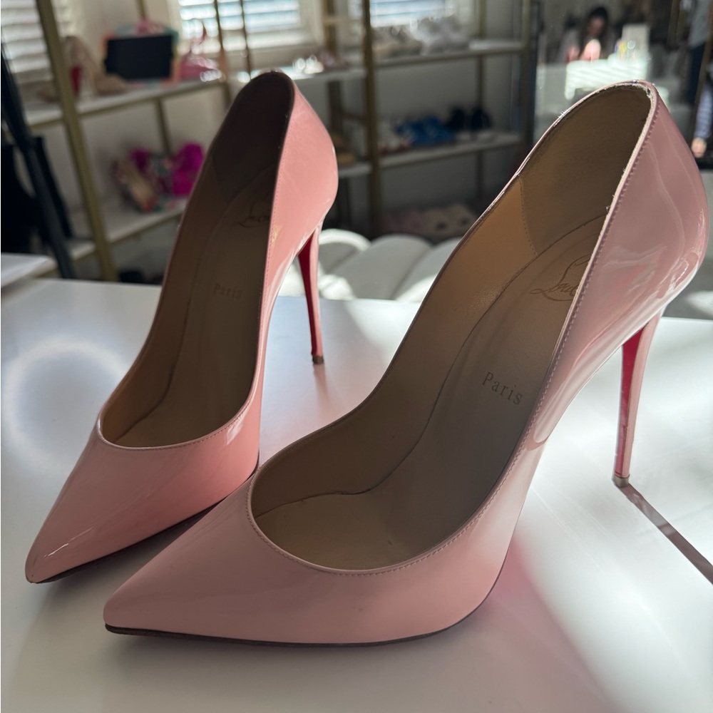 Christain Louboutin Pink Pigalle Leather Pump 100mm